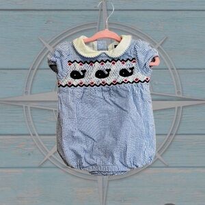 Janie and Jack Seersucker Whale Onesie